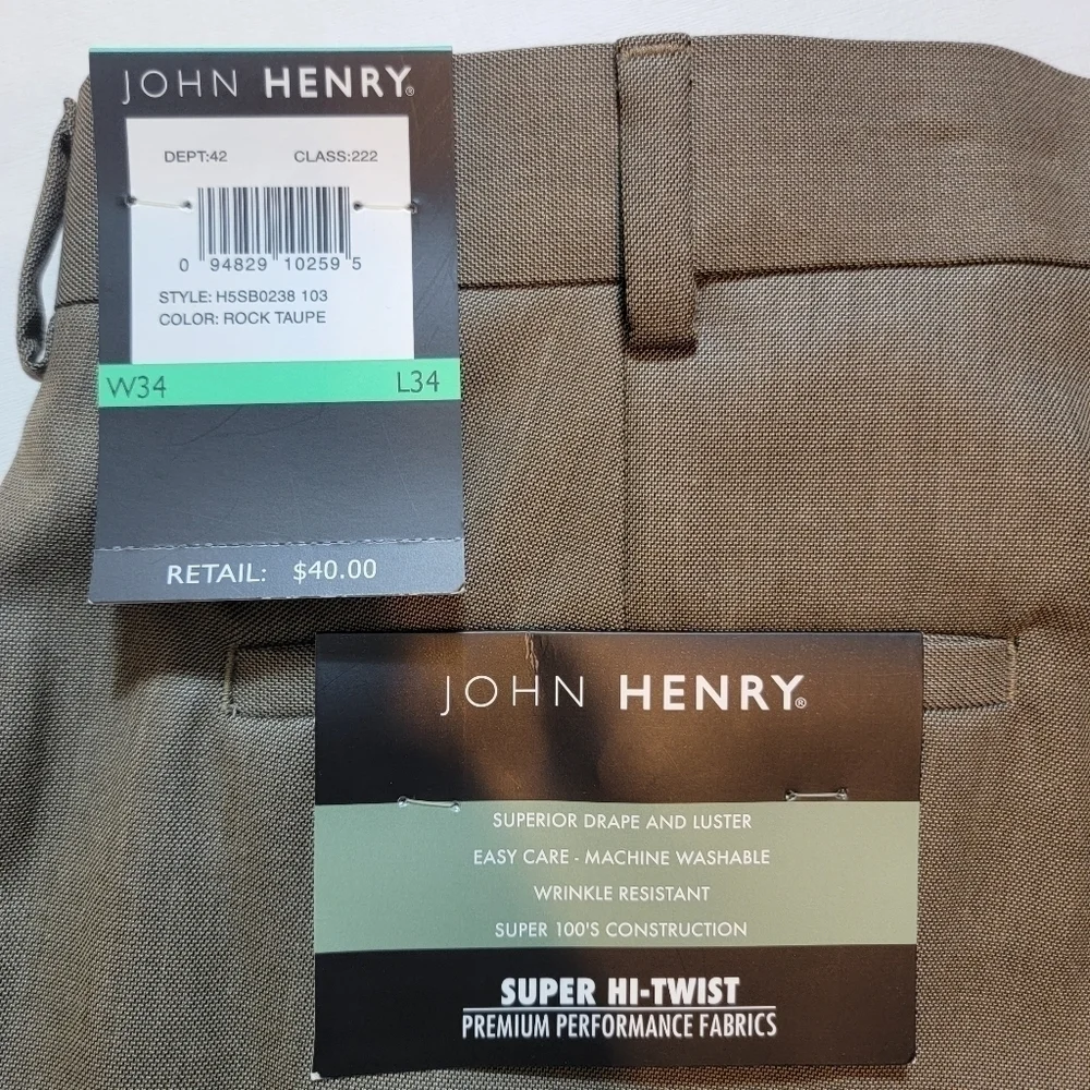 John Henry 34 X 34 Taupe dress pants